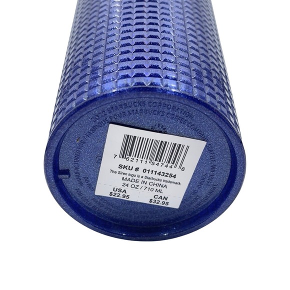 NWT Starbucks Cobalt Blue Grid Cold Cup - Venti - Tumbler - 24 oz - Summer 2023 - Picture 7 of 10